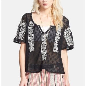 NWT Free People Gold Dust Embroidered Top
